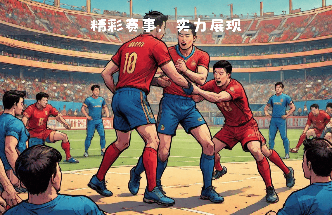 球员们在场上全神贯注，奋力拼搏争取胜利